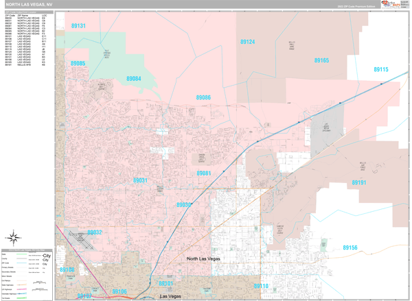 North Las Vegas, NV Wall Map